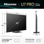 TV Mini LED 65" - Hisense 65U7Q PRO, UHD 4K, 165 Hz, Sonido 2.1.2, Quantum Dot, Sensor de Luz IA, Negro - Imagen 4