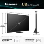 TV Mini LED 75" - Hisense 75U8Q, UHD 4K, Sensor Luz IA, Quantum Dot, Sonido 4.1.2, Anti-Reflection Pro, 165 Hz, Negro - Imagen 4