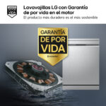 Lavavajillas - LG DF375HVS, 14 servicios, 10 programas, 60 cm, LED táctil, Tercera bandeja, TrueSteam™, QuadWash™, Inox antihuellas - Imagen 4
