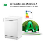 Lavavajillas - LG DF375HWS, 14 servicios, 10 programas, 60 cm, LED táctil, Tercera bandeja, TrueSteam™, QuadWash™, Blanco - Imagen 5