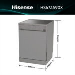 Lavavajillas - Hisense HS673A90X, 16 servicios, 7 programas, 59.9 cm, Conectividad Wi Fi, Tercera bandeja, Inox - Imagen 2