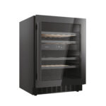 Vinoteca integrable - Haier HAKWBD 60, Ventilador, 44 Botellas, Luz LED, 2 Zonas, Estantes de Madera, Negro - Imagen 7