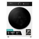 Lavadora carga frontal - Hisense WF5I1245BWR, 12 kg, 1400 RPM, 18 programas, Fondo reducido 55.5 cm, Autodosificación, Blanco