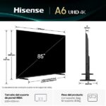 TV LED 85" - Hisense 85A6Q, UHD 4K, Quad Core/MT9603, IA 4K Upscaler, Modo Juego Plus, Control por voz, Negro - Imagen 4