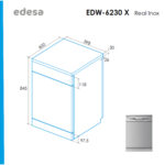 Lavavajillas libre instalación 60 cm - EDESA EDW-6230 X, 14 servicios, 7 programas, 59,8 cm, Acero inoxidable - Imagen 8
