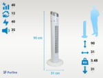 Ventilador de torre - PURLINE VENTY TO 40, 40 W, 3 velocidades, Gris - Imagen 3
