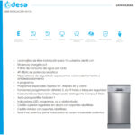 Lavavajillas Libre instalacion 45 cm - EDESA EDW-4610 X, 10 servicios, 6 programas, 44,8 cm, Acero inoxidable - Imagen 3