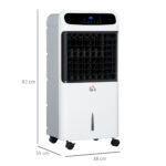 Aire acondicionado portátil - HOMCOM Humidificador, Enfriador, con Ruedas, 12L, Control Remoto, 3 Modos, 3 Velocidades, Temporizador 12h, 3 velocidades, 25,00 m², Blanco - Imagen 3