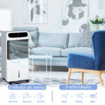 Aire acondicionado portátil - HOMCOM Humidificador, Enfriador, con Ruedas, 12L, Control Remoto, 3 Modos, 3 Velocidades, Temporizador 12h, 3 velocidades, 25,00 m², Blanco - Imagen 5