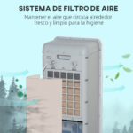 Aire acondicionado portátil - HOMCOM Humidificador, Enfriador, con Ruedas, 12L, Control Remoto, 3 Modos, 3 Velocidades, Temporizador 12h, 3 velocidades, 25,00 m², Blanco - Imagen 7