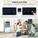 Aire acondicionado portátil - HOMCOM Humidificador, Enfriador, con Ruedas, 12L, Control Remoto, 3 Modos, 3 Velocidades, Temporizador 12h, 3 velocidades, 25,00 m², Blanco - Imagen 8