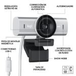 Webcam - Logitech MX Brio, Ultra HD 4K, Corrección de iluminación automática, Autoencuadre, Micrófonos/reducción de ruido, Tapa de privacidad, Gris - Imagen 6