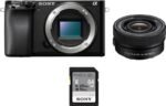 Cámara EVIL - Sony Kit Alpha 6100 (ILCE6100L) + Objetivo SELP16502 + Tarjeta SD 64GB, 24.2MP, Wi-Fi