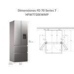 Frigorífico americano - Haier FD 70 Series 7 HFW7720EWMP, No Frost, 200.6 cm, 477 l, Daylight LED, Wi-Fi, Inox - Imagen 5
