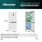 Frigorífico combi - Hisense RB390N4DWD, No Frost, 186 cm, 304 l, Multi Air Flow, Blanco - Imagen 3