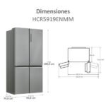 Frigorífico americano- Haier Cube 90 Series 5 HCR5919ENMM, No Frost, 190.5 cm, 643 l, Motor Inverter, Antibacterias, Inox - Imagen 5