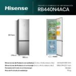 Frigorífico combi - Hisense RB440N4ACA, No Frost, 201.7 cm, 336 l, Multi-Air Flow. Motor Inverter, Inox - Imagen 3