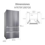 Frigorífico americano - Haier FD 90 Series 7 HFR79F19EFGK, No Frost lateral, 190 cm, 703 l, Motor Inverter, Antibacterias Pro, Cristal Zafiro - Imagen 4