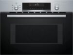 Horno compacto con microondas - Bosch CMA585GS1, Multifunción, Limpieza por agua, 44 l, Mandos ocultables, calentamiento 3D Profesional, 60 cm, Inox